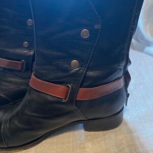 Anthropologie Everybody by BZ MODA, black/brown leather ankle boots sz. 40/ 9.